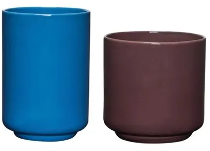 Hübsch Deux Potte Set med 2 Rödbrun/Blå